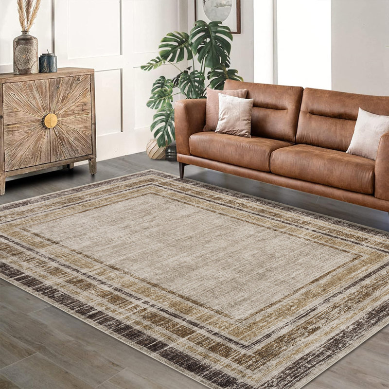 Area Rugs Modern Washable Soft Throw Carpet Non Slip Low Pile Accent Rug for Living Room Bedroom, Rectangle 5' x 7'
