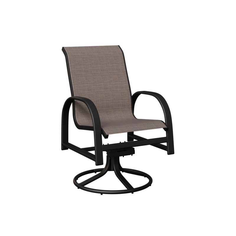 Chaise berçante pivotante en aluminium noir mat avec tissu écharpe Shelby Cadet de Berlin Gardens, Bleu cadet Shelby