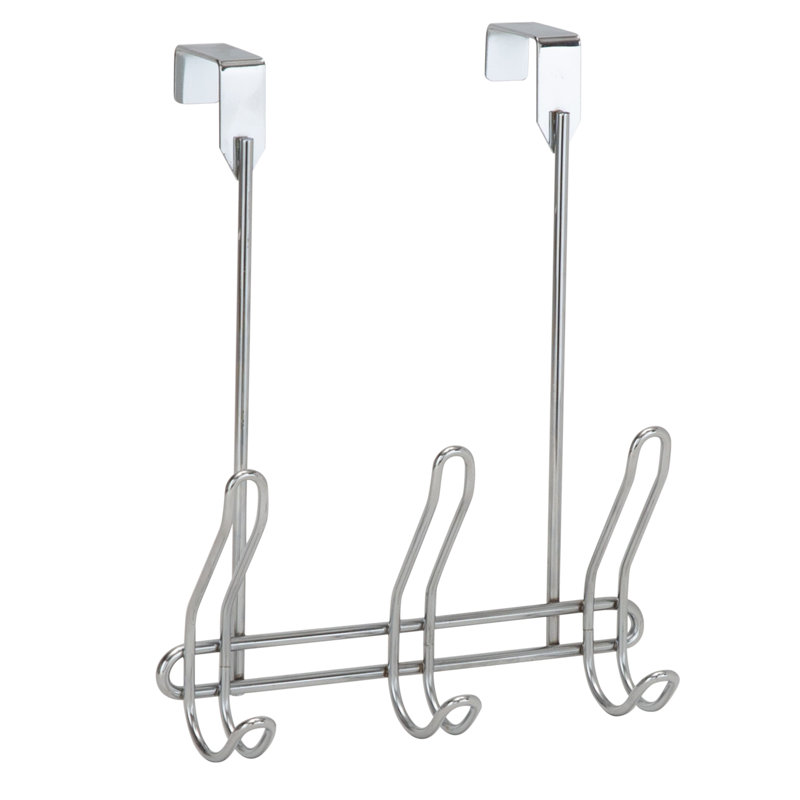Chrome Compact Over The Door 6 Hook Rack