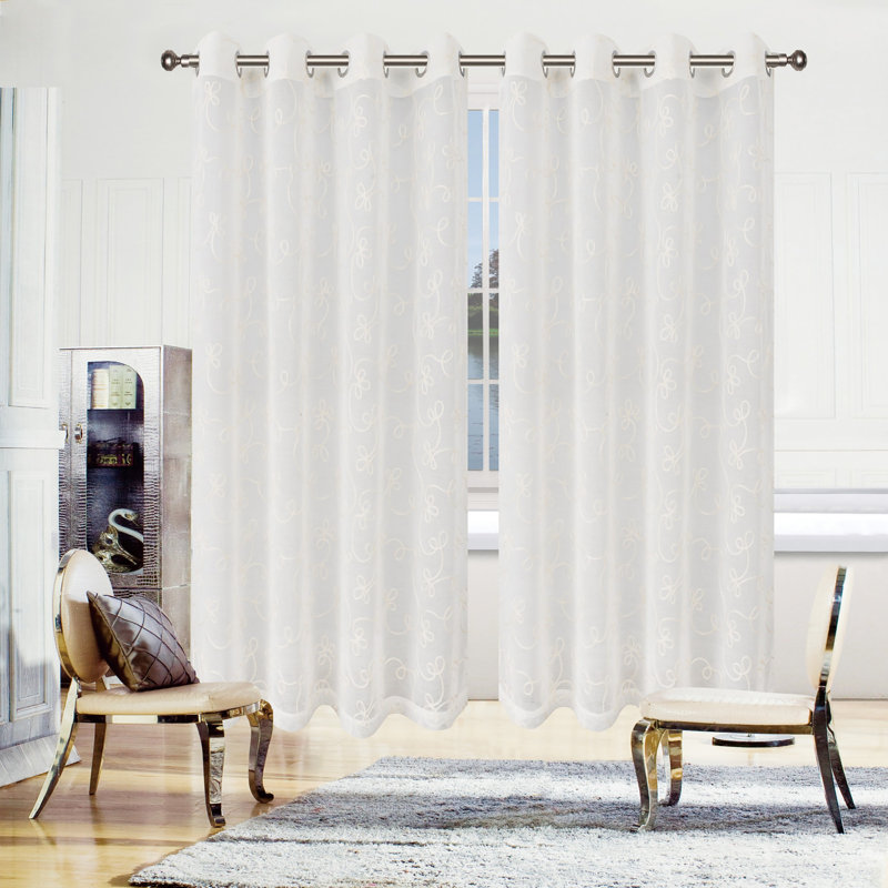 Titine Sheer Curtain Pair, Ivory, 42" W x 96" L