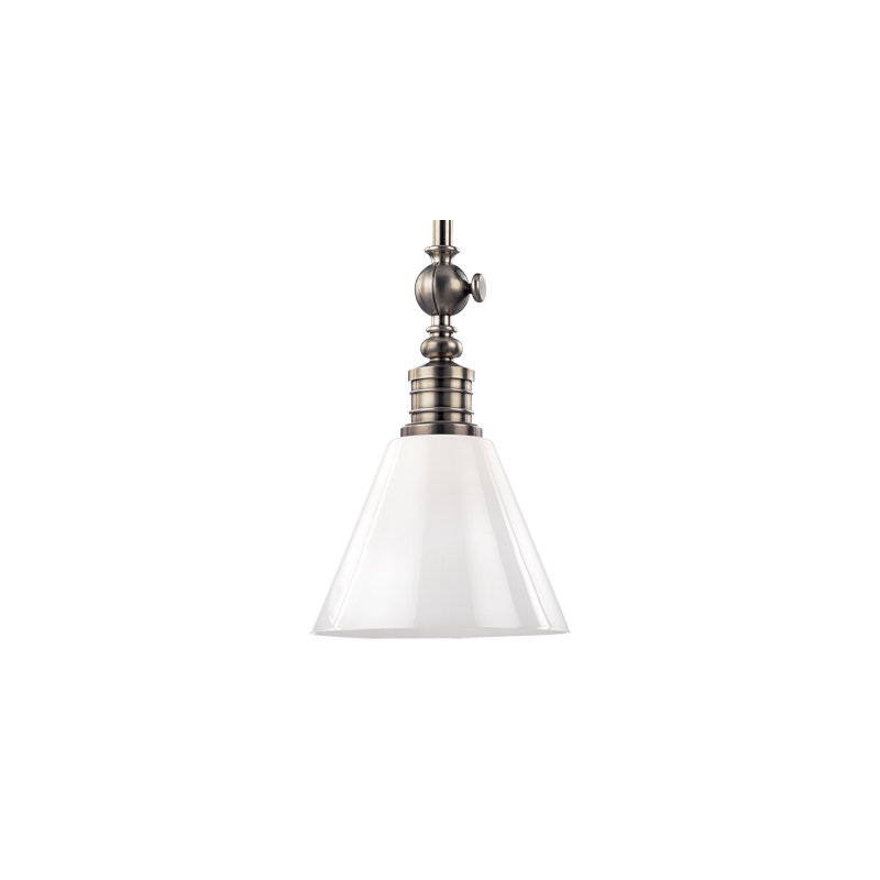 Darien 1 - Light Pendant, Distressed Bronze, 150W A19, Opal Glossy Shade