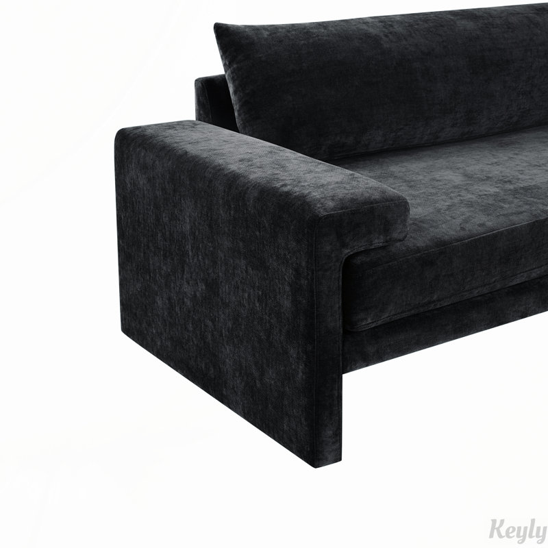 Canapé surdimensionné en chenille avec accoudoirs larges, Chenille verte, Vert