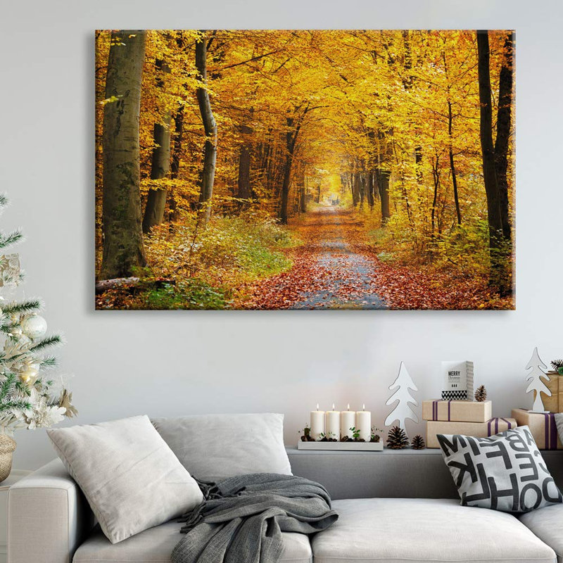 Paysage naturel «Autumn Fall Yellow Forest» sur, H 32 po x l 48 po