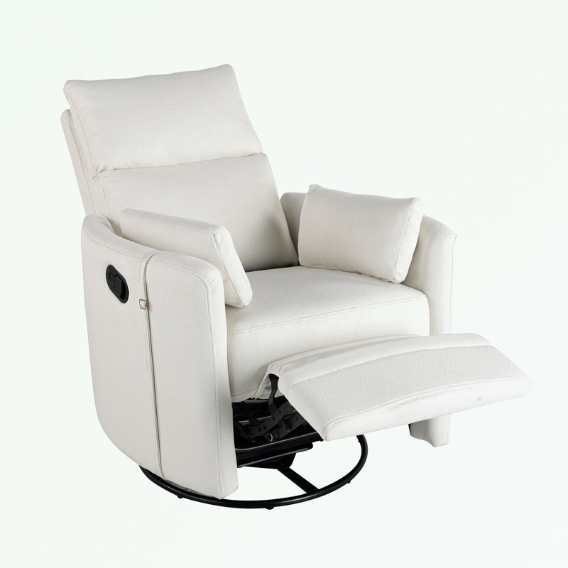 Fauteuil inclinable pivotant avec deux coussins amovibles, Mélange de lin beige
