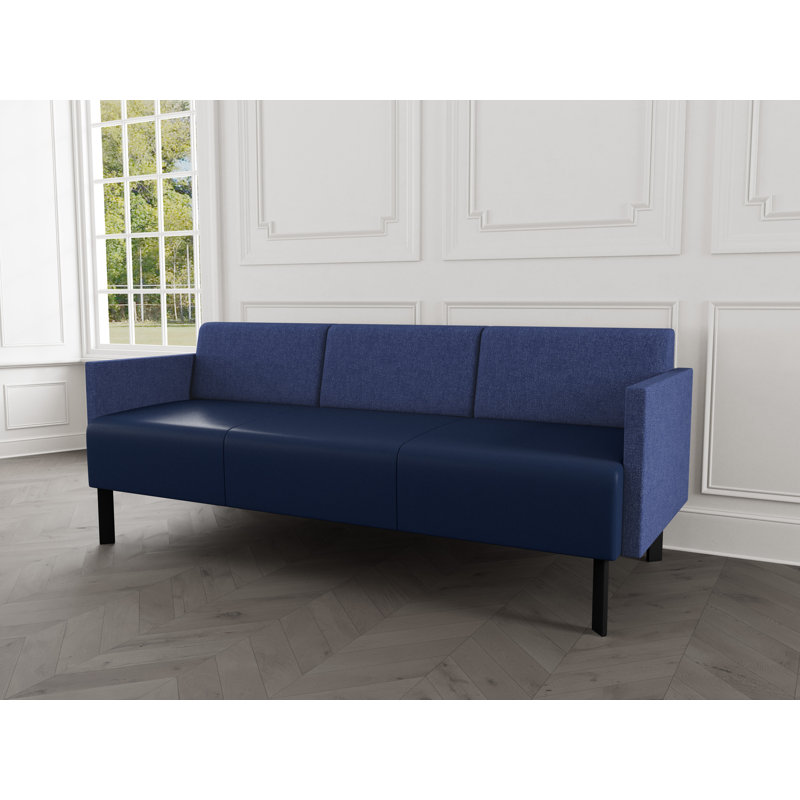 Luxe Lounge Reception Sofa, Black Steel, Archetype Admiral/Modena Ink