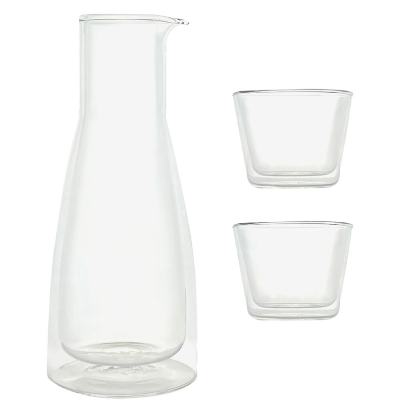 Ensemble de roches - double paroi - ensemble carafe et 2 verres, Clair