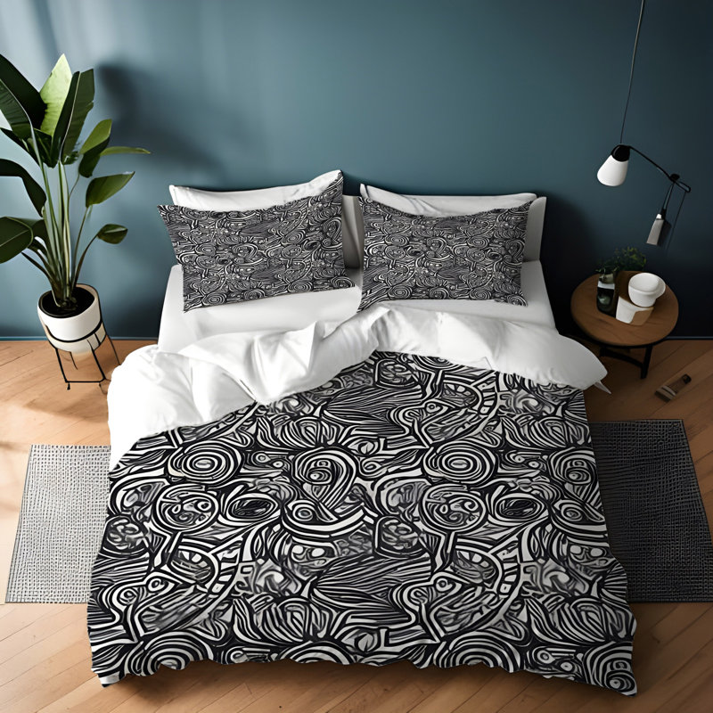 Ensemble de housse de couette, Housse de couette pour très grand lit et 2 très, Dark Abstract
