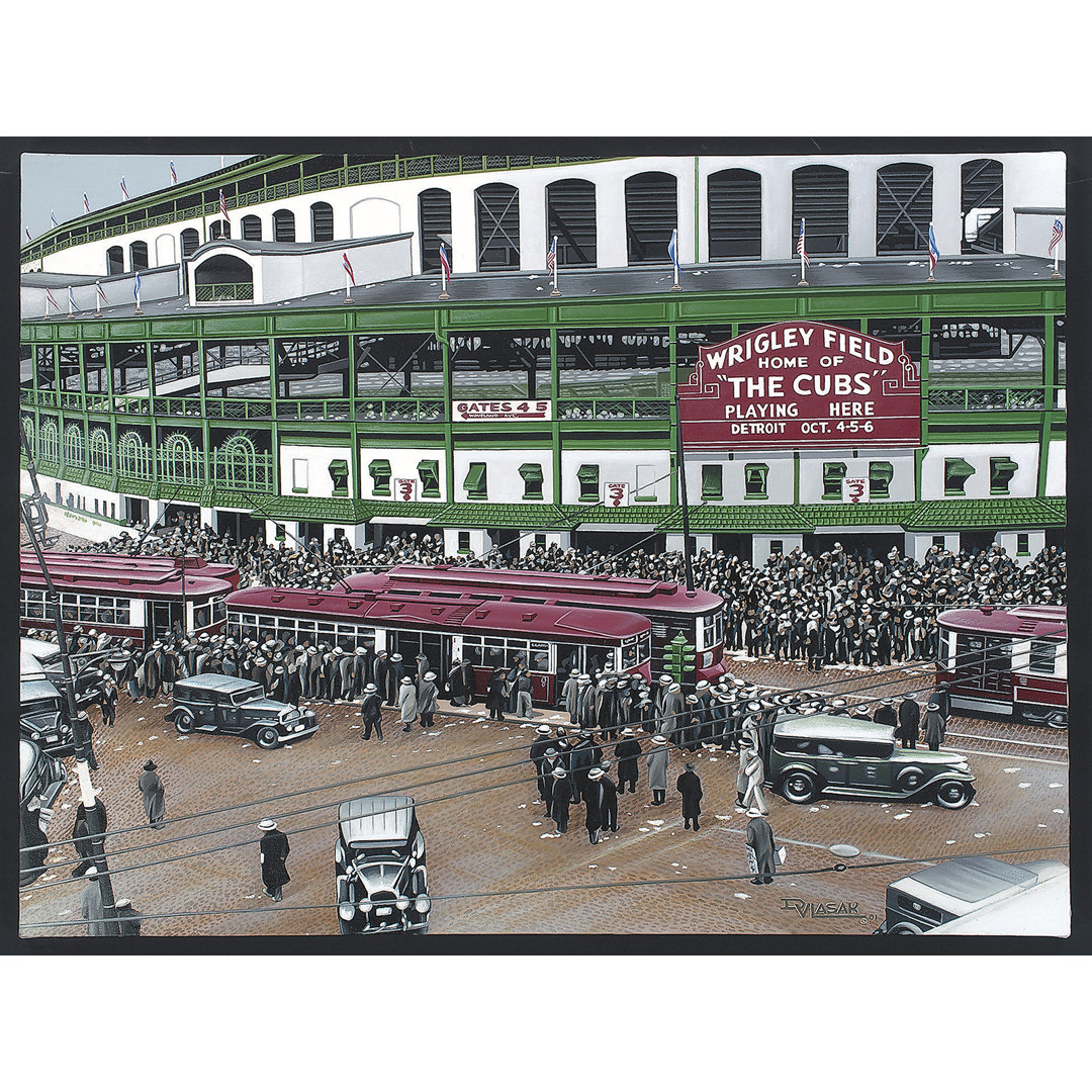 Wrigley Field Artwork by Darryl Vlasak Painting Print on Wrapped Canvas Buy Art For Less 