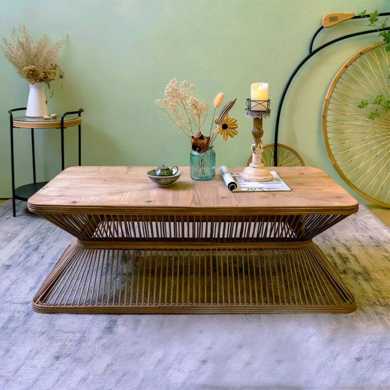 Table basse en bois massif rétro Burlywood