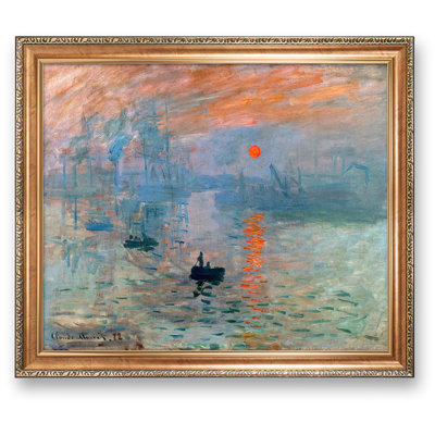 Impression Sunrise par Claude Monet, format encadré: 34,5 po x 28,5 po, format de l'image: 30 po x 24 po, cadre de gaufrage doré luxueux, reproductions d'art classique sur toile, estampe numérique sur toile pour HomeDécor
