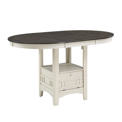  Table de salle à manger à hauteur de comptoir 1pc avec rallonge et base de rangement