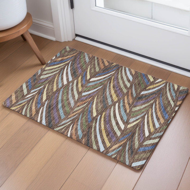 Machine Washable Indoor/Outdoor Chantille ACN2475 Mid-Century Modern Rug, 1'8" x 2'6", Fudge