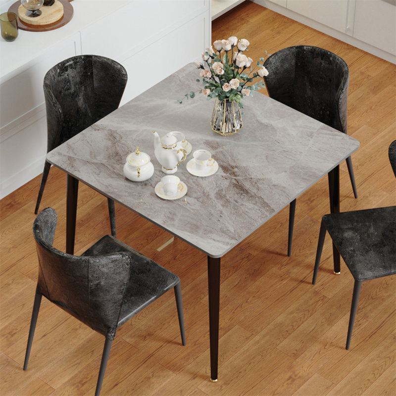 Fung Marble Top Metal Base Dining Table, Grey