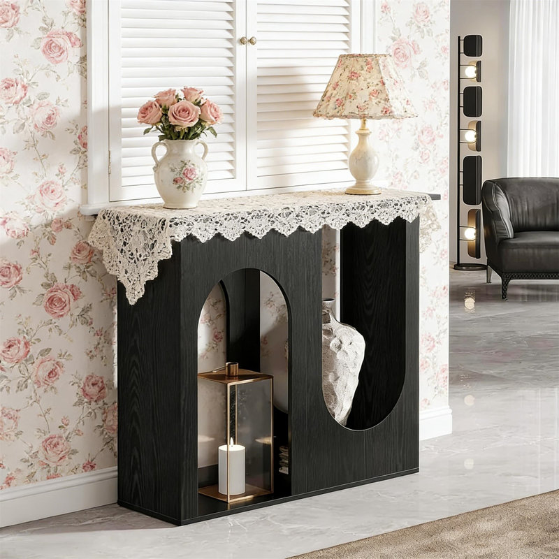 Élégante table de canapé noire de 39 pouces