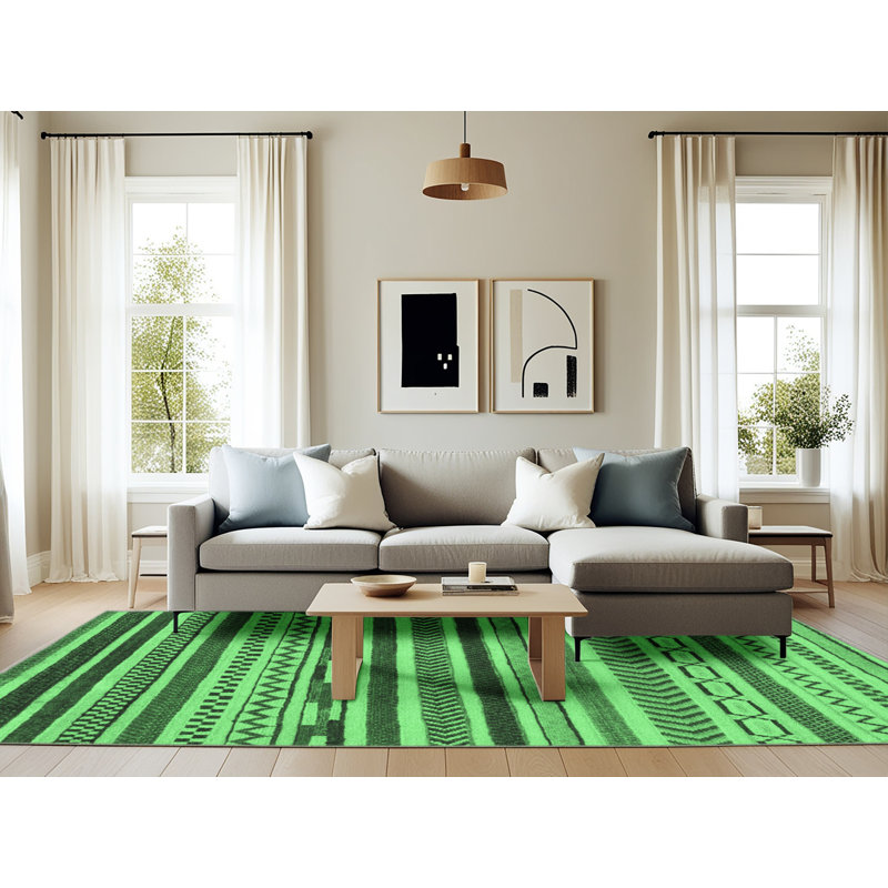 Washable Geometric Indoor Rug, Rectangle 6' x 9'