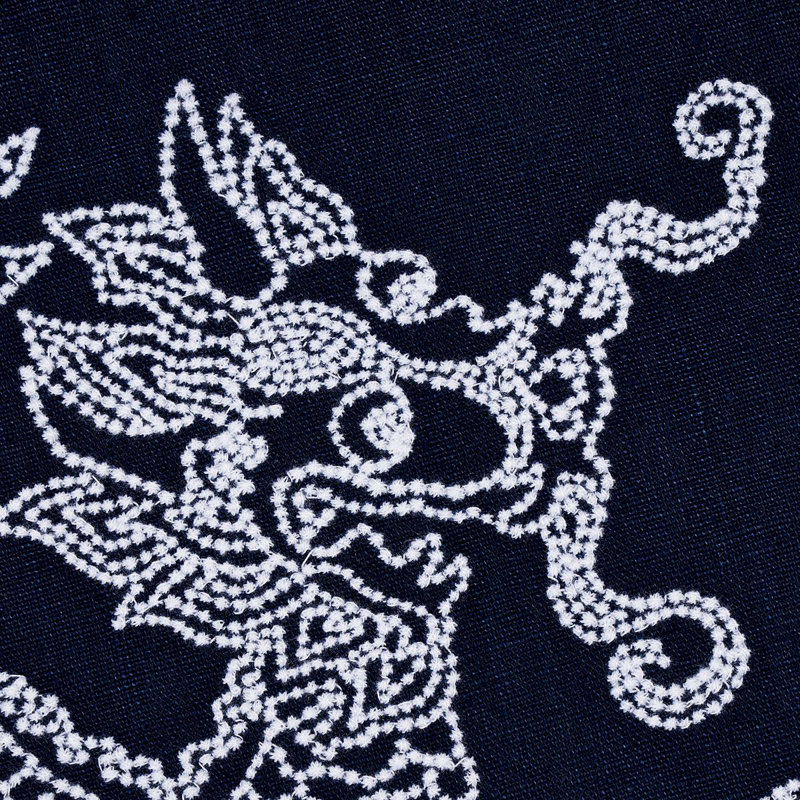 Dragon Embroidery Fabric, Navy