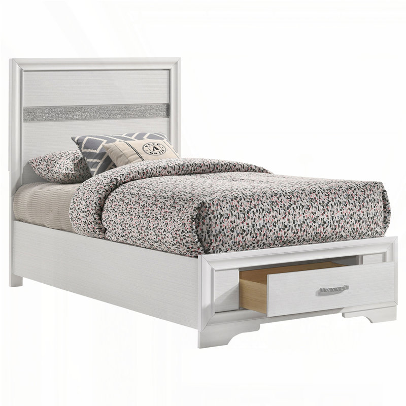 Lit avec rangement, Simple, Blanc