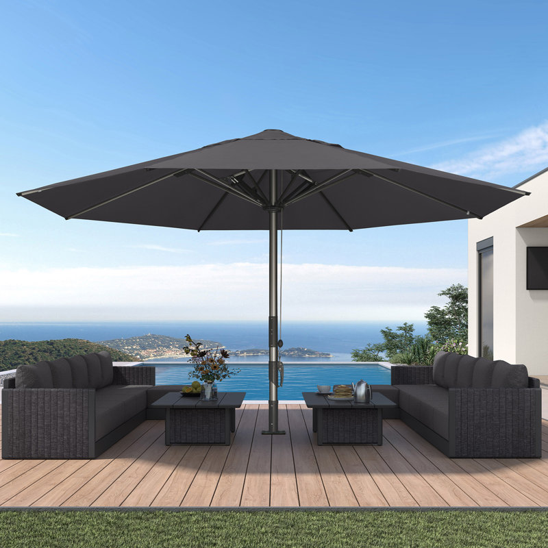 Parasol de table semi-automatique pour l'extérieur, Gris
