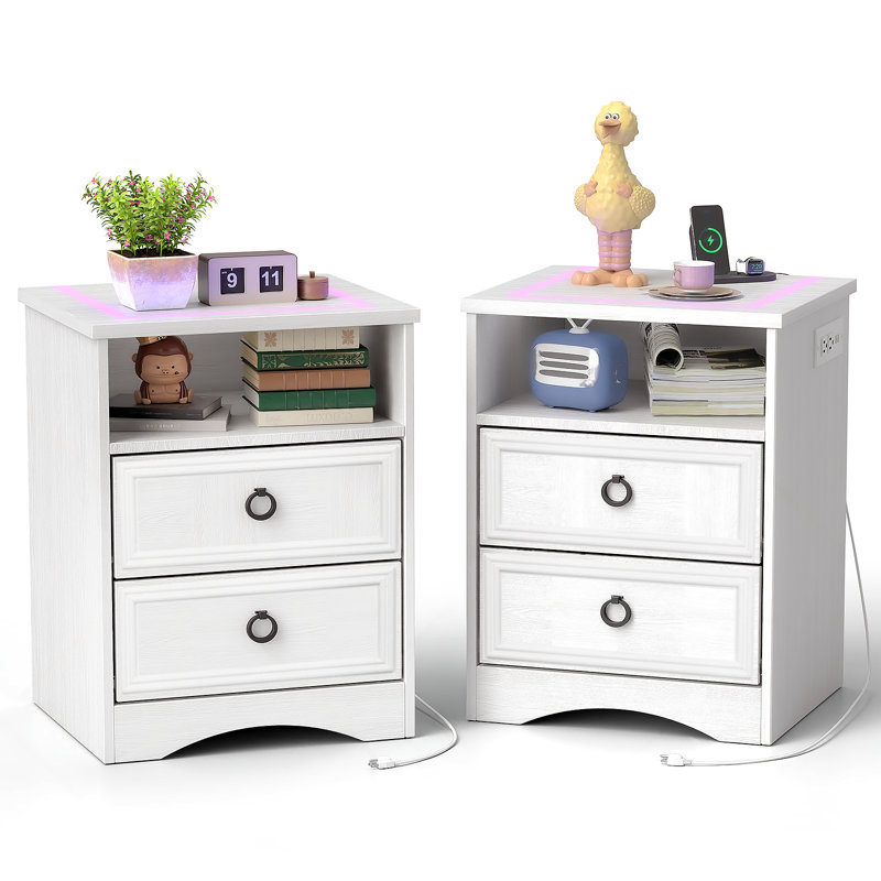 Aftinia 2-Drawer Nightstand, White