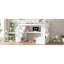 Lit mezzanine double blanc avec bureau, tablettes, deux tiroirs et escalier de rangement pratique et robuste 2 grands