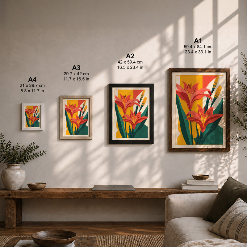 Modern Lily Botanical - Framed Print, A4 - 29.7 x 21.0 cm, White