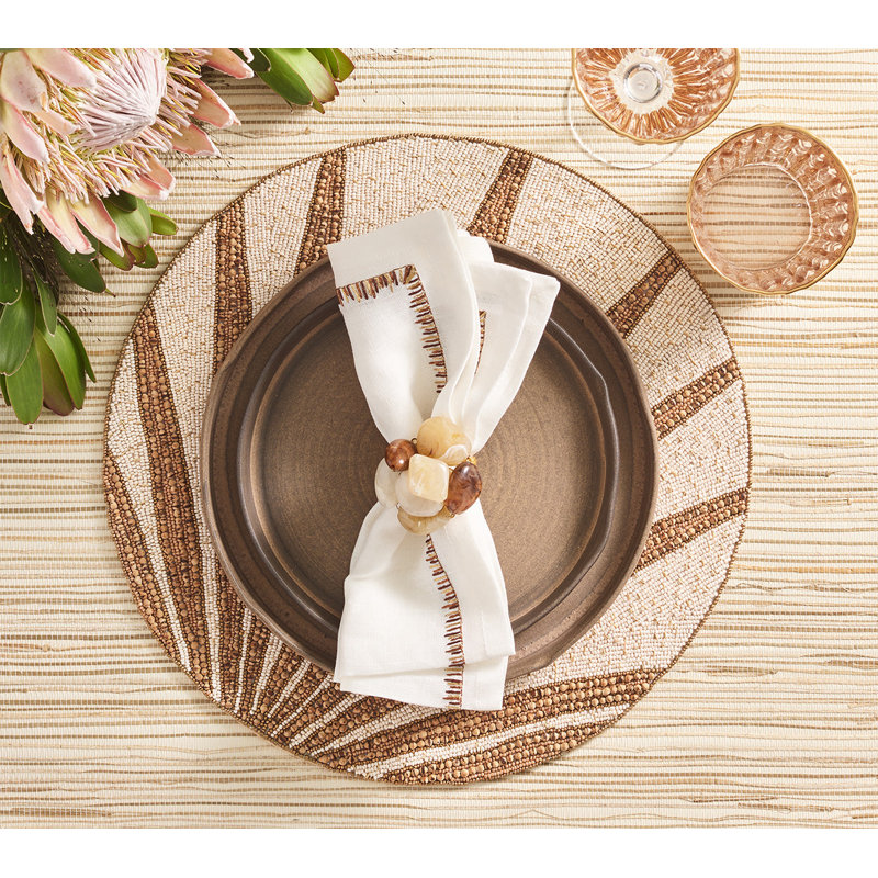 Filament 21" Linen Napkin, White/Brown