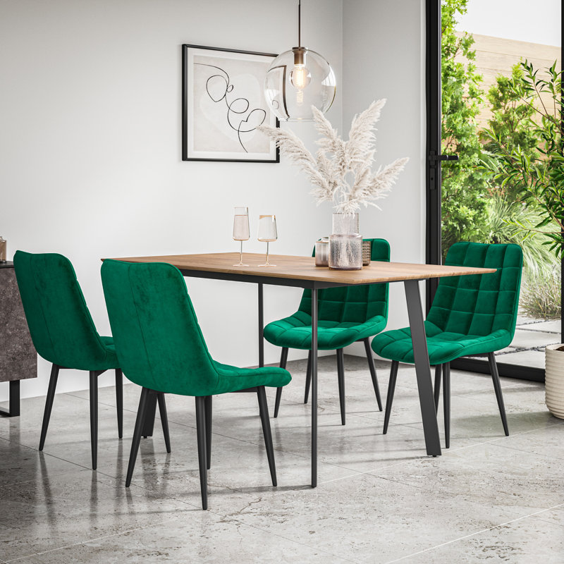Danyll 6 - Person Dining Set, Oak/Black/Green