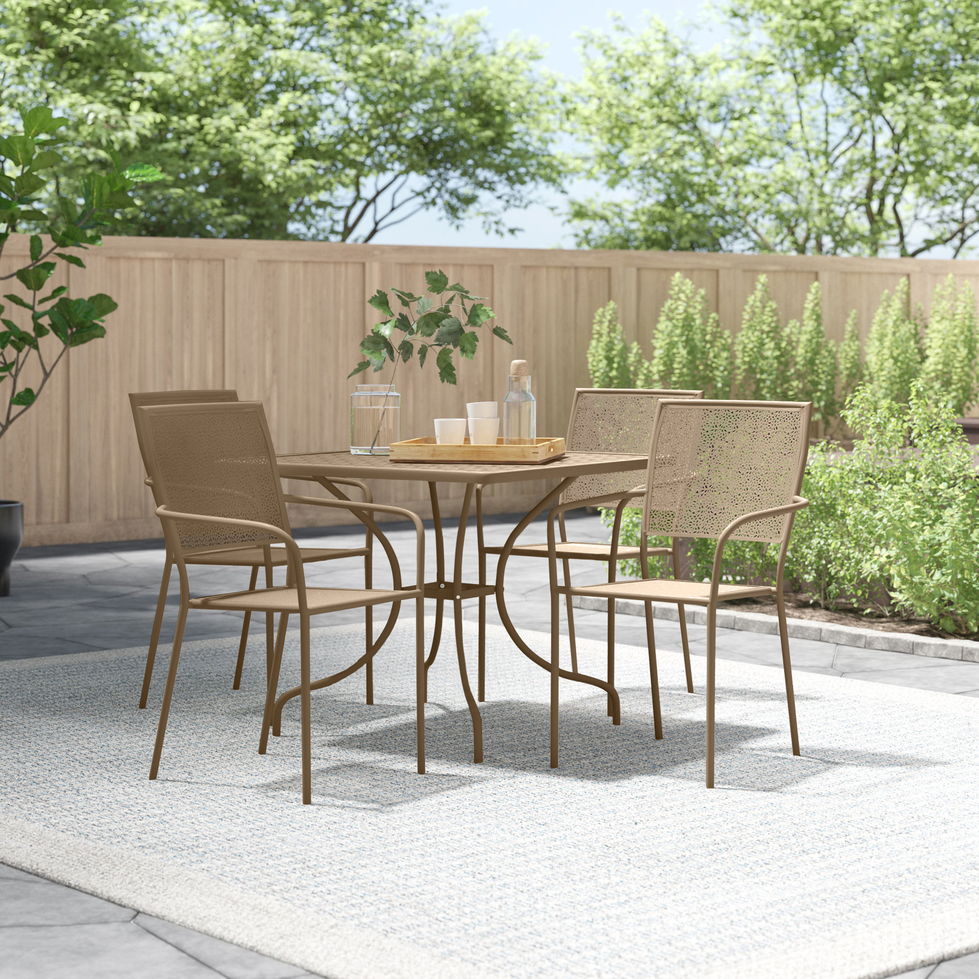 Wade Logan® Chanea 35.5'' Square IndoorOutdoor Steel Patio Table Set