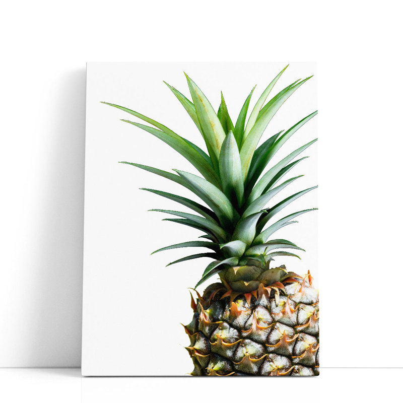Ananas sur blanc - reproduction d'art sur toile, H 24 po x l 18 po