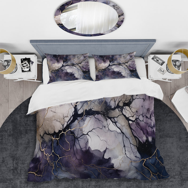Ensemble de housse de couette en microfibre / polyester mauve et explorant la langue de peinture III Bedding