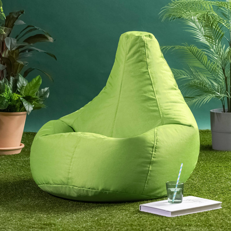 Kids Highback, Gamer Indoor-Outdoor Bean Bag, Lime Green