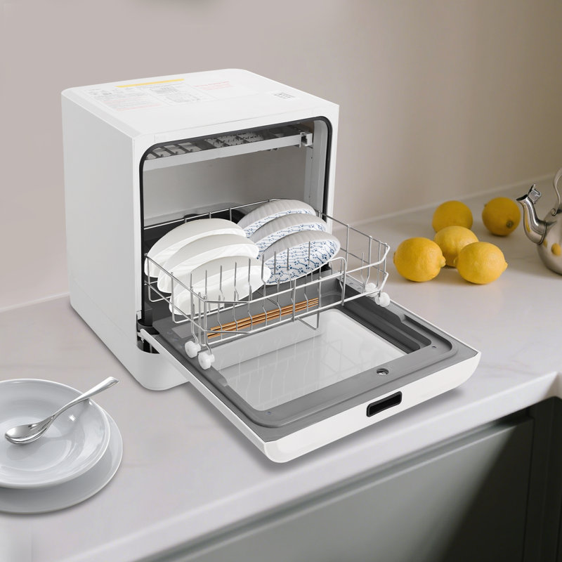 Lave-vaisselle de comptoir de 1,8 gallon avec 4 modes de lavage et séchage à l'air chaud pour 4 à 6 couverts