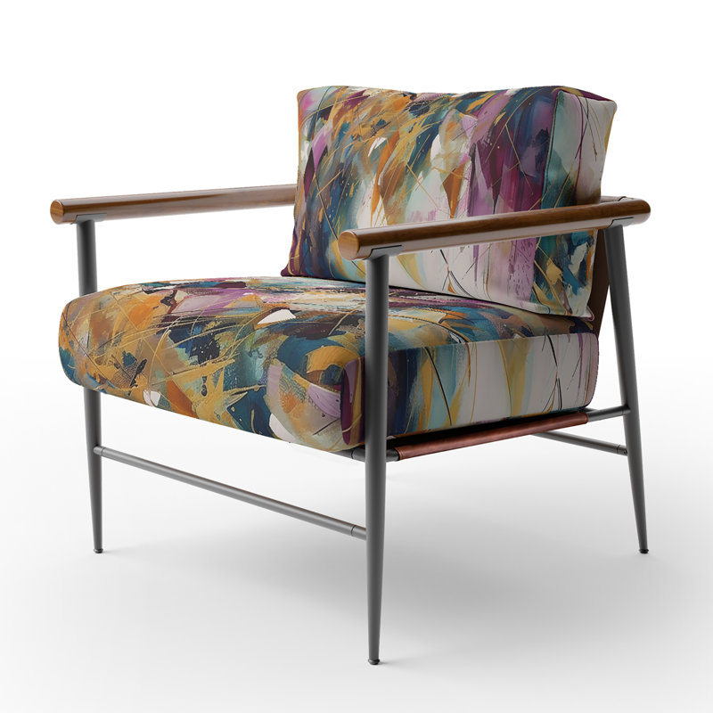 Golden Explosion Triangles I - Fauteuil rembourré contemporain, fauteuil d'appoint géométrique abstrait, Noir