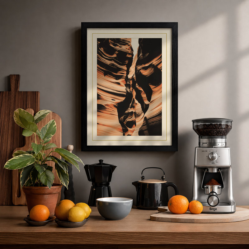 Intertwined Forms Abstract - Framed Print, A2 - 59.4 x 42.0 cm, Black