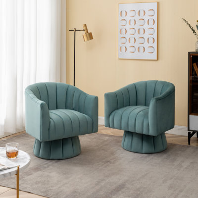 Murrow Velvet Swivel Barrel Chair