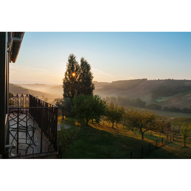 Tuscan Sunrise - Picture Frame Photograph on Paper , 33" H x 47" W, Black Framed