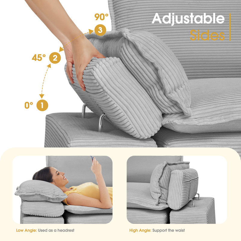 Canapé surdimensionné, confortable et moderne avec repose-pieds, Gris