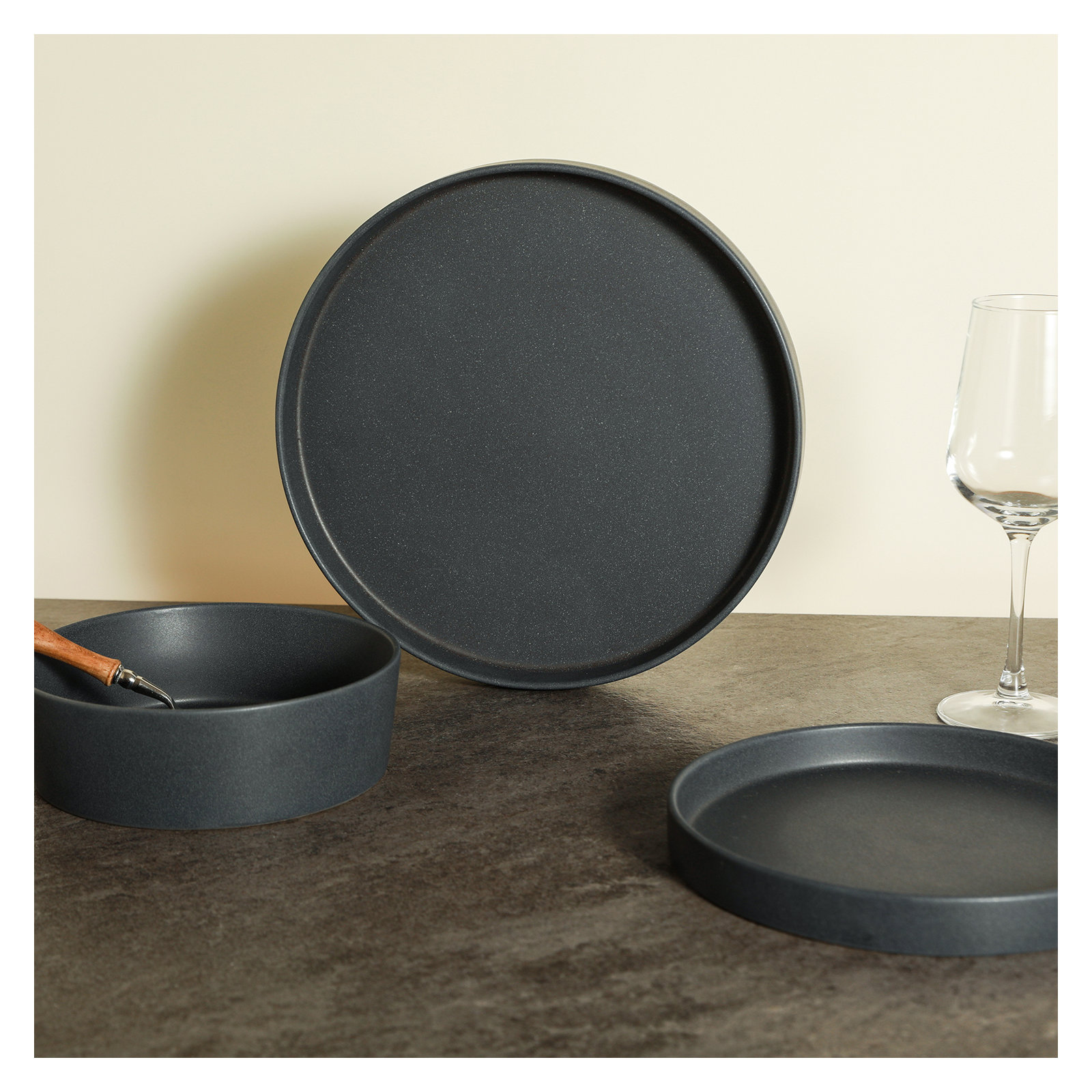 MODAN Stoneware Dinnerware Set, Charcoal