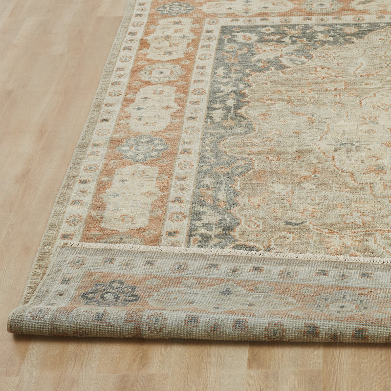 Hand Knotted Wool Oriental Area Rug in Beige/Grey, Rectangle 3' x 5'