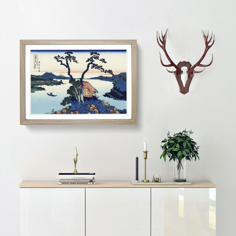 A View of Mount Fuji Across Lake Suwa by Katsushika Hokusai - Framed Print, Oak Framed, 45cm H x 63cm W x 2cm D