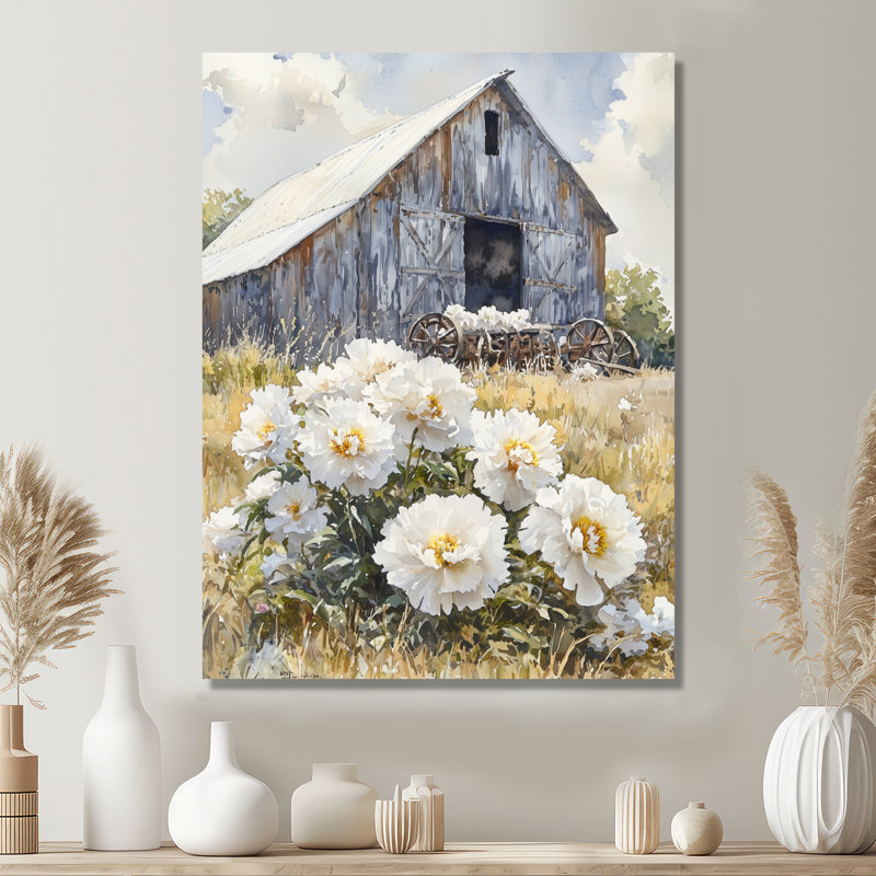 Perreau - pivoines, impression sur métal traditionnelle, H 20 po x l 12 po