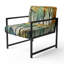 Chaise d'appoint d'appoint orange et vert avec arbres et patchwork III-12087375