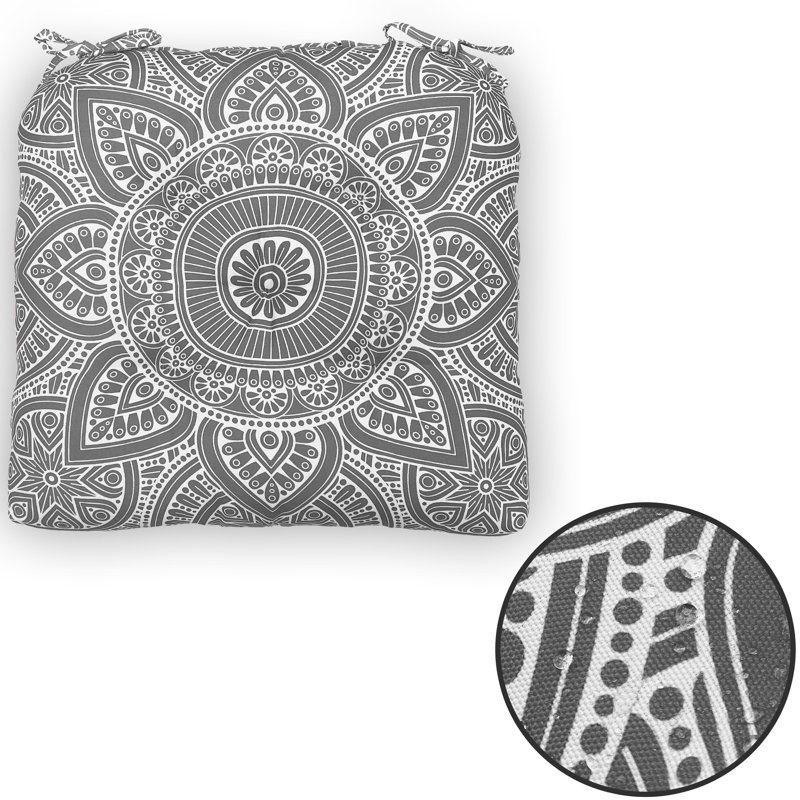Indoor Outdoor Waterproof Chair Seat Pads Cushion – 19X19 Inches – Thick Patio Garden Furniture Cushions With Ties, Gray