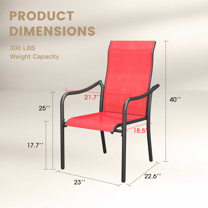 Chaise de salle à manger d'extérieur empilable, Rouge