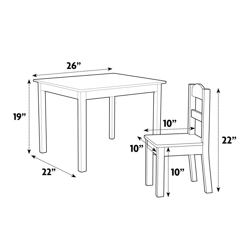 Aztlan Kids 5 Piece Play Or Activity Table and Chair Set, White/White