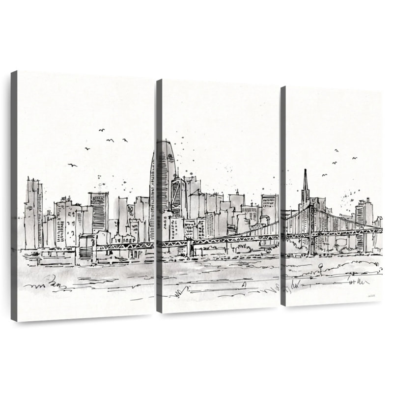 Sireci Skyline Sketches IV No Words Flowers, 36" H x 57" W
