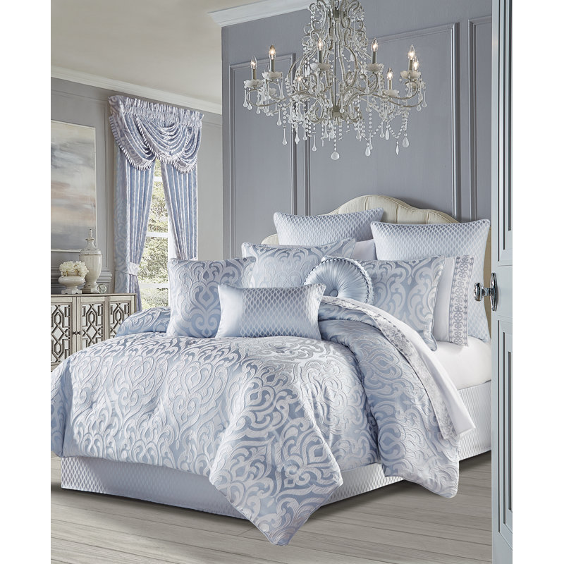 Powder Blue Satin Euro Sham with Lattice Design