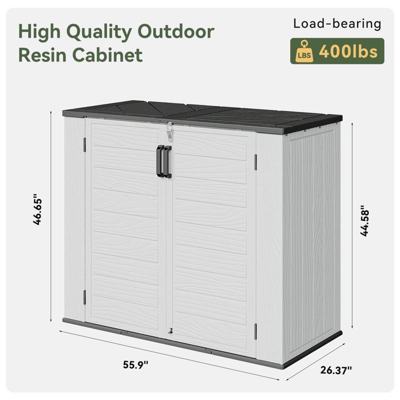 JolyDale 142cm W 1200L Polyethylene Plastic Lockable Cabinet Deck Box in White