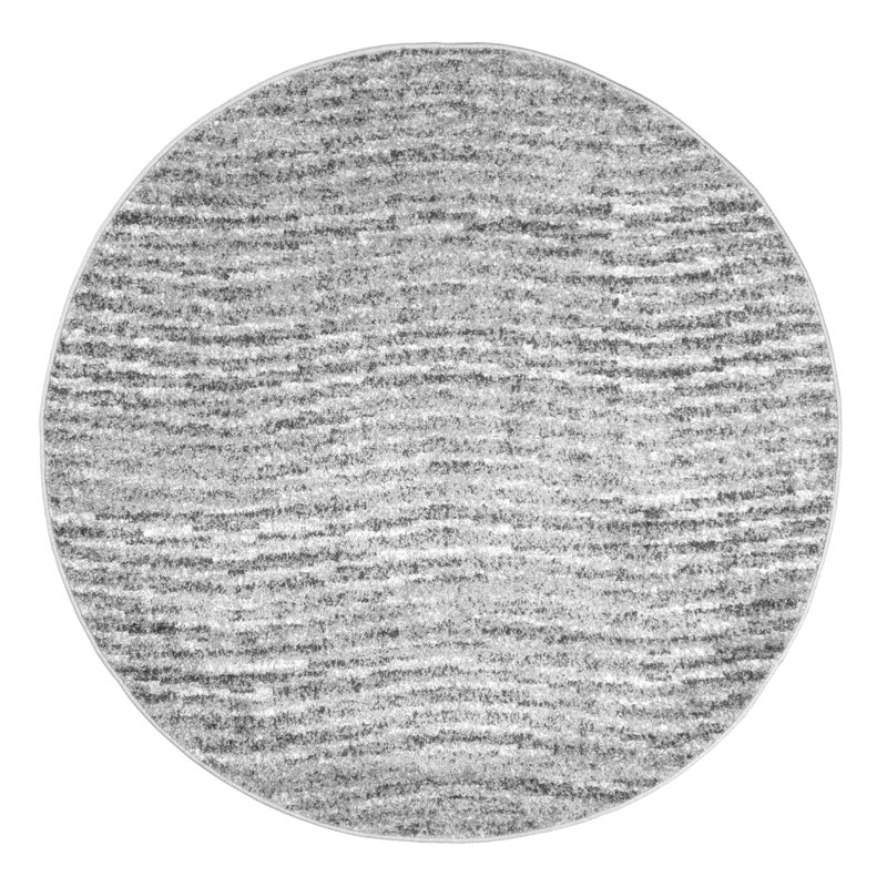 Tapis performance gris transitionnel à motif abstrait Artimas, Rond 4 pi