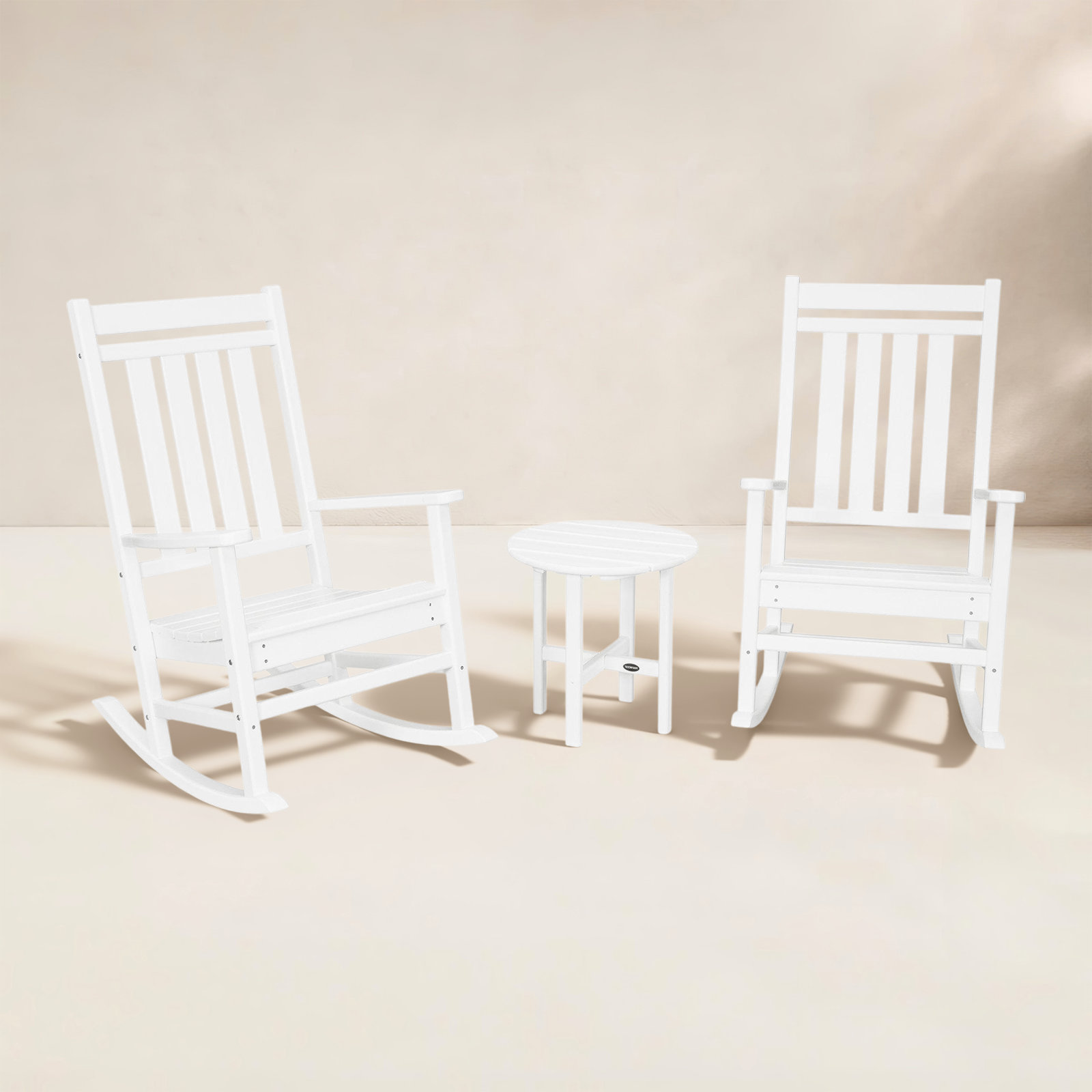 POLYWOOD® Rocker 2-Person Patio Seating Group, White